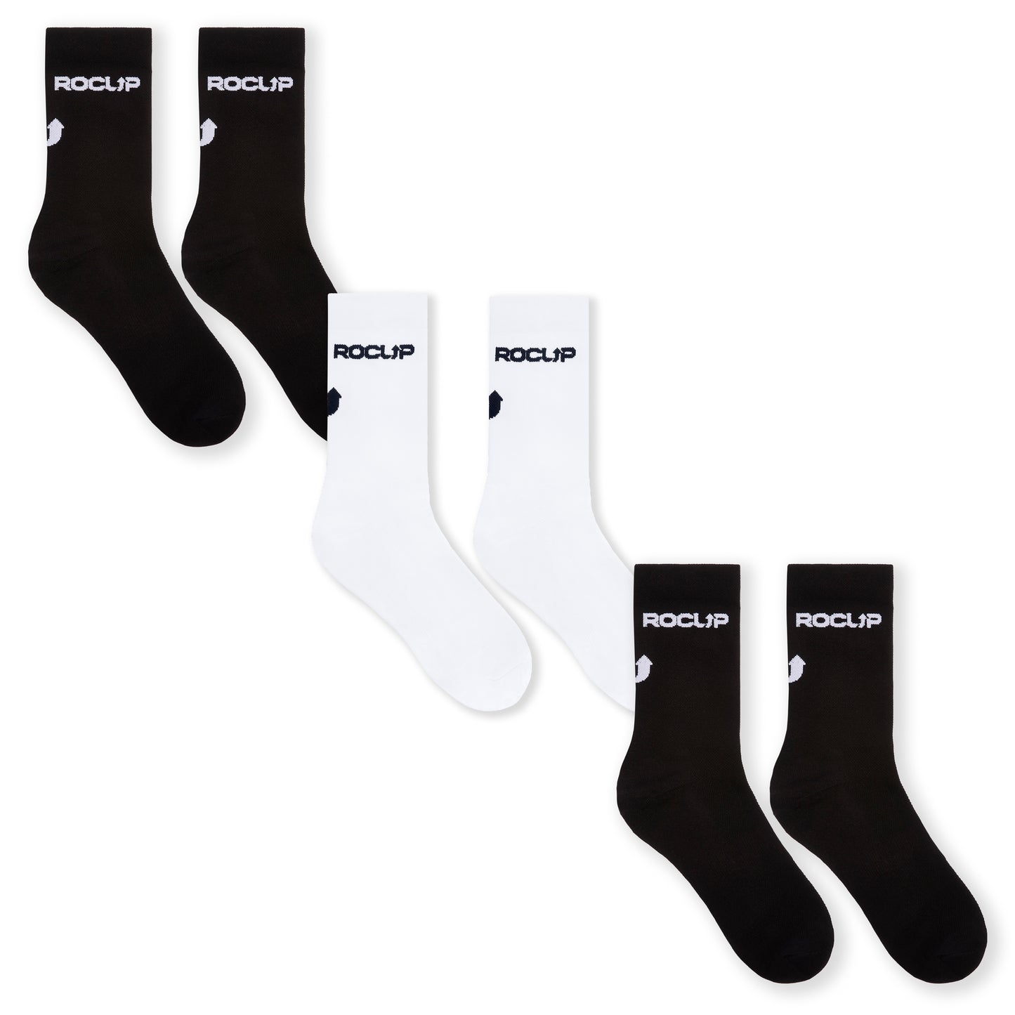 ROCUP Performance Socks - Black/White (3 pack)